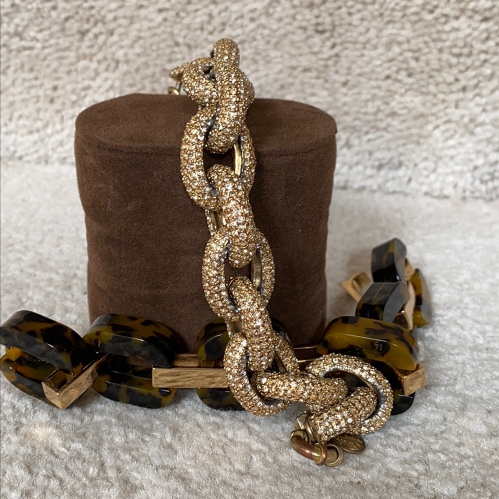 J Crew Pave Gold Plated Link Bracelet